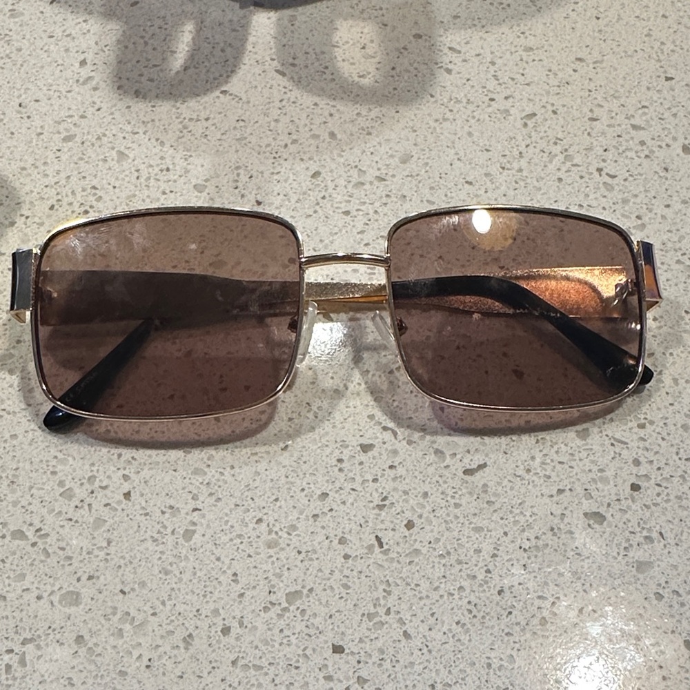 Source Unknown Gold and Brown Square Sunglasses - image 1